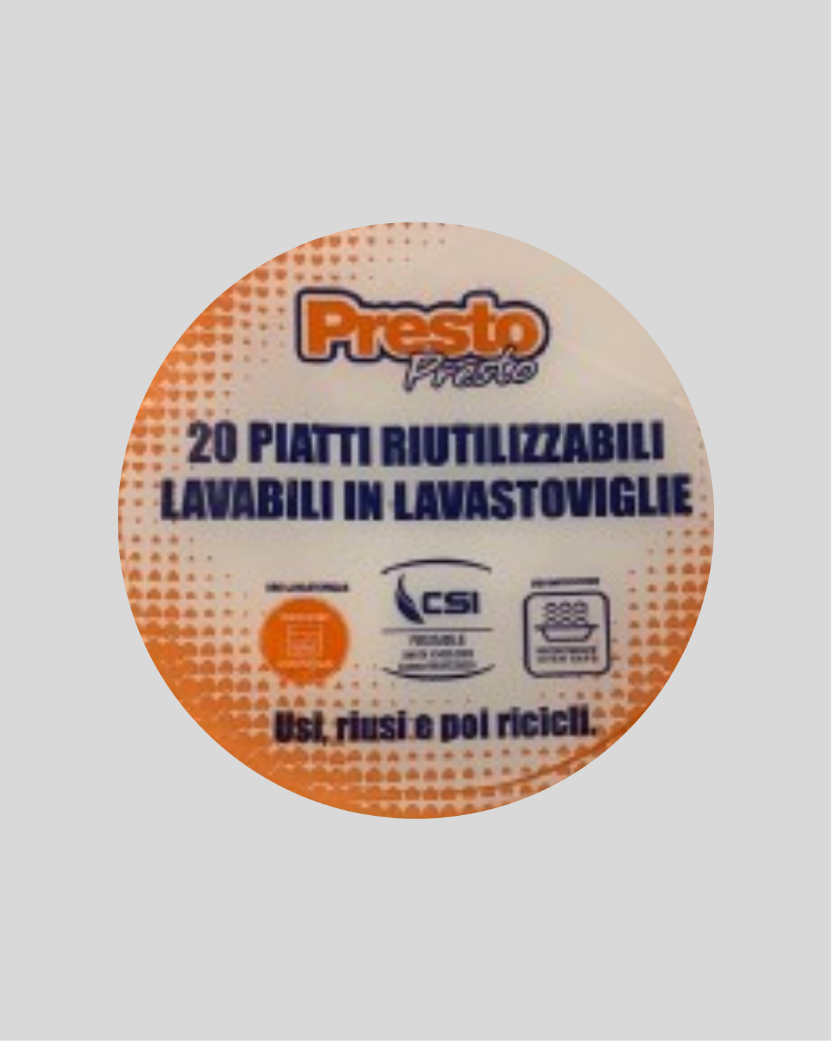 PIATTI RIUTILIZZABILI LAVABILI IN LAVASTOVIGLIE 20PZ