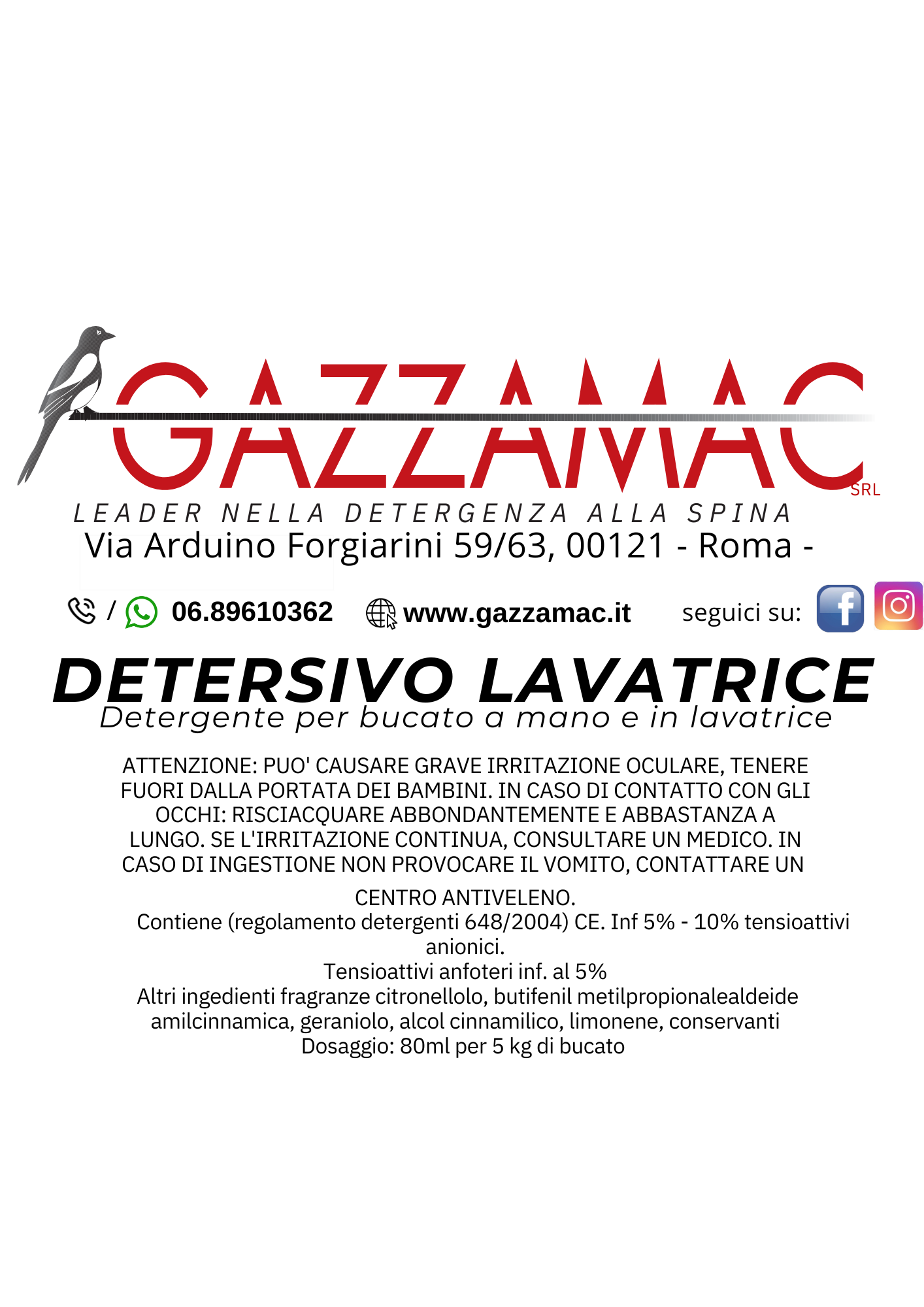 Detersivo per bucato a mano e in lavatrice