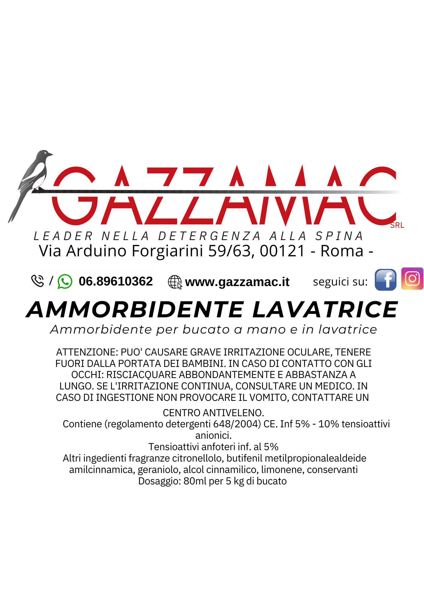 Ammorbidente per bucato a mano e in lavatrice