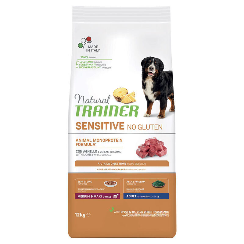 Natural Trainer Sensitive Dog No Gluten Medium & Maxi Adult con Agnello 12 kg