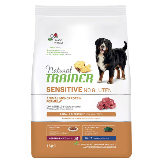 Natural Trainer Sensitive Dog No Gluten Medium & Maxi Adult con Agnello 3 kg