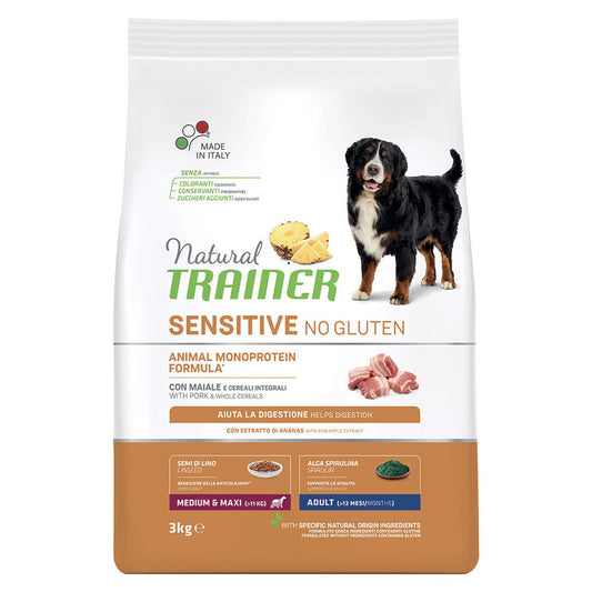 Natural Trainer Sensitive Dog No Gluten Medium & Maxi Adult con Maiale 3 kg