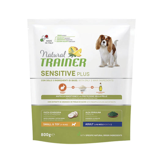 Natural Trainer Sensitive Plus Dog Small&Toy Adult con Coniglio e Riso 800 gr.
