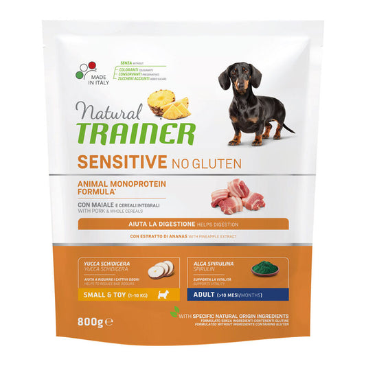 Natural Trainer Sensitive Dog Mini No Gluten Maiale 800gr